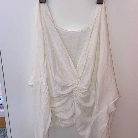 Long Sleeve Top With Knotted Back || White - Picture 3 of 5